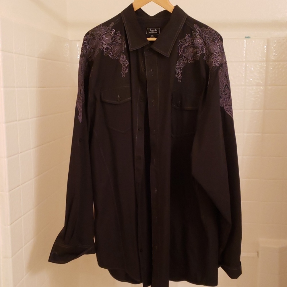 Mens button up long sleeve shirt 3xl